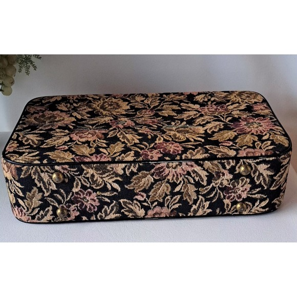 Vintage Small Floral Tapestry Suitcase Luggage Celebrity Of New York - Picture 11 of 11